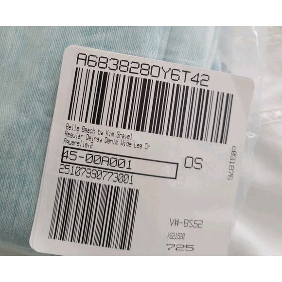 Belle Beach Size 2 Aquarelle Blue Delray Denim Wide Leg Crop Jeans A683828 NWOT - Picture 9 of 11